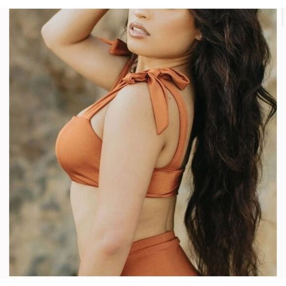 Joues De Sable Dominique Bikini Top Sz L Brown Sugar Swimwear - Picture 9 of 10